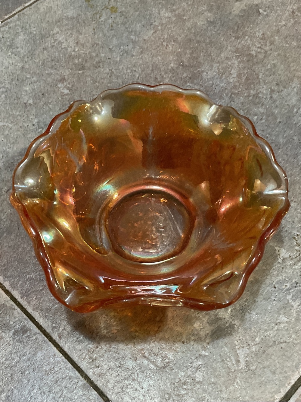 Iridescent Amber Glass Decorative Bowl - Elegant Home Accent